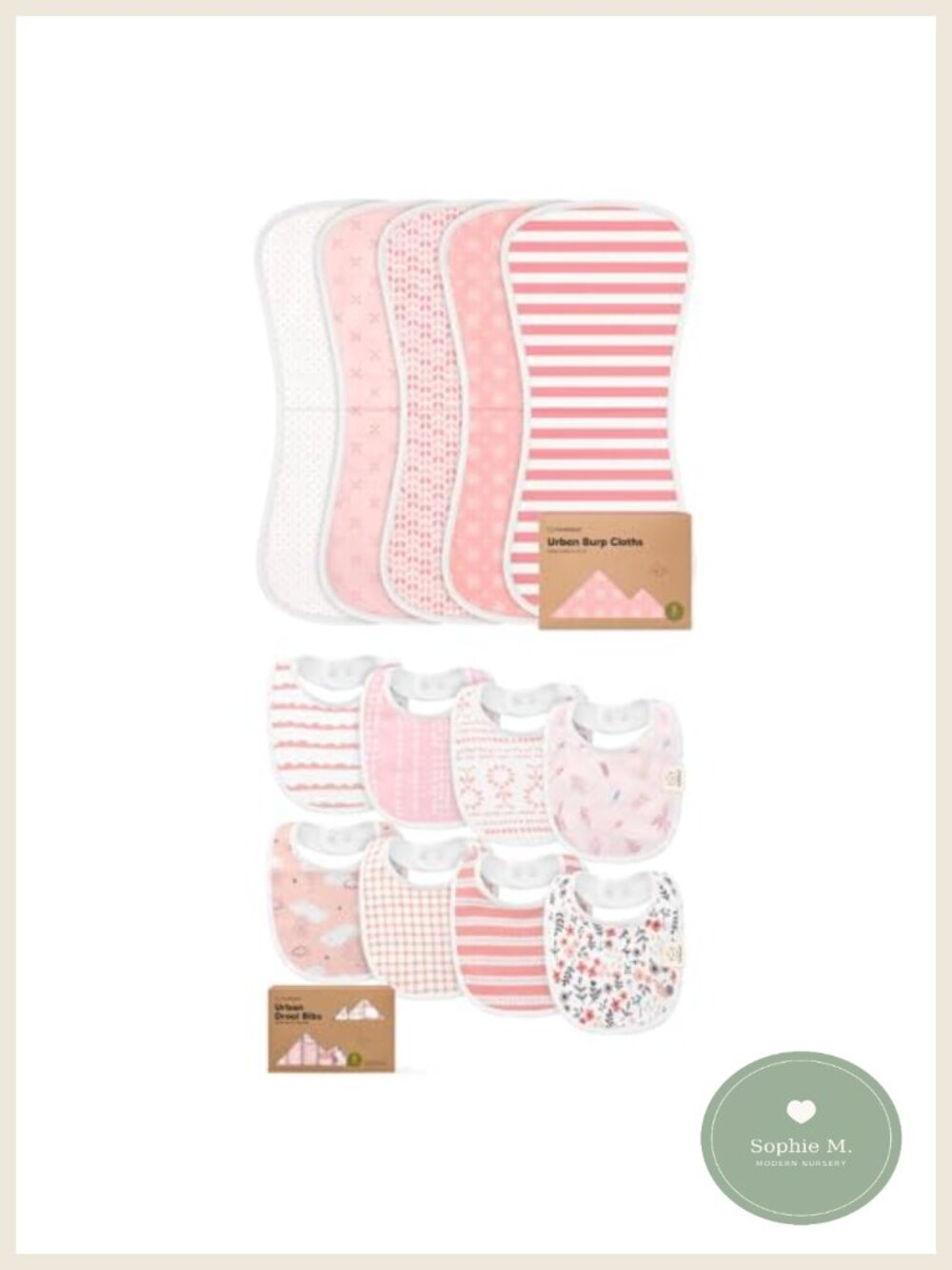 5-Pack Burp Cloths & 8-Pack Baby Bibs Set Cotton Fleece Absorbent